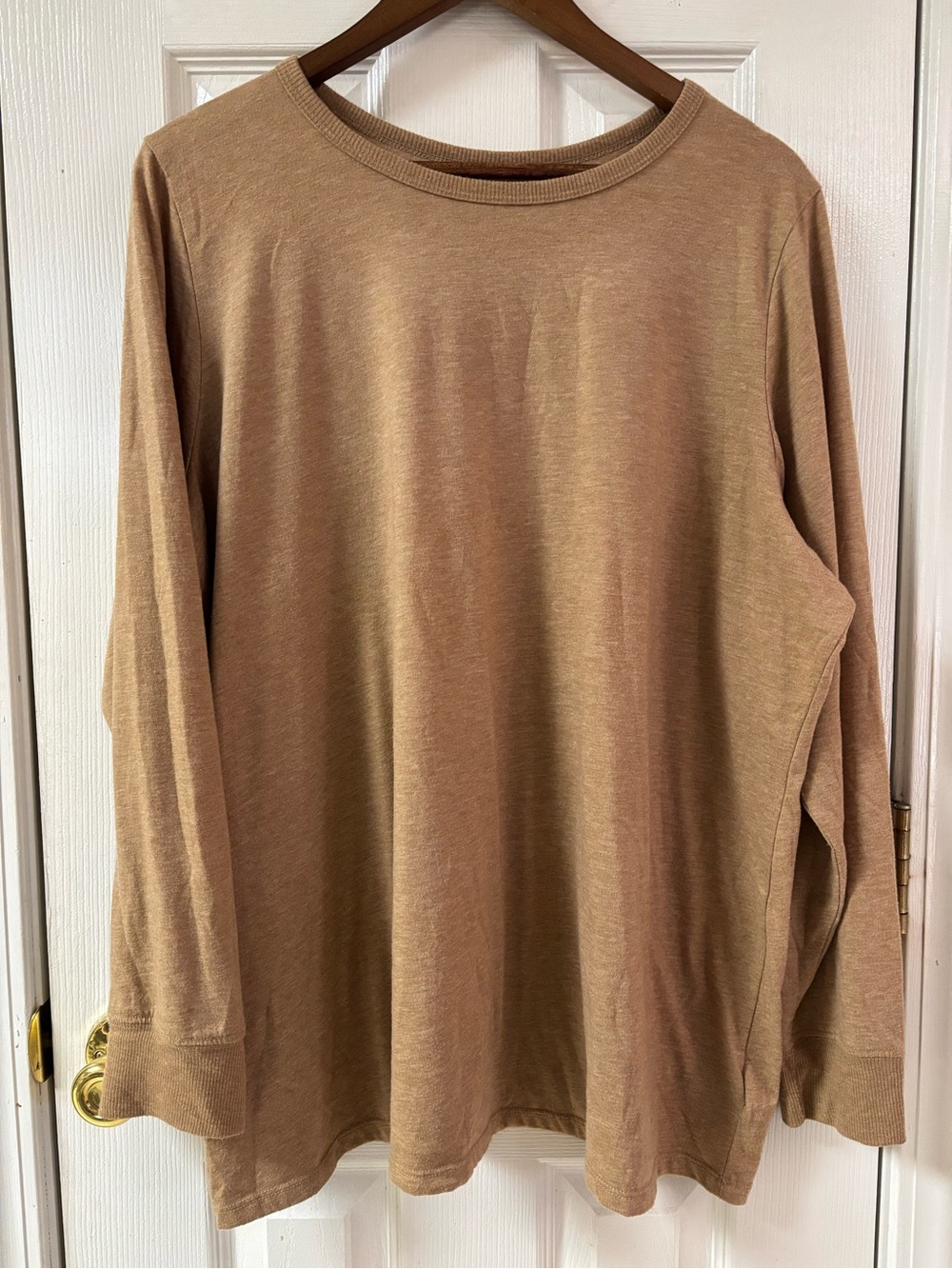 torrid Long Sleeve Crewneck Tee in Camel Brown